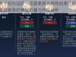 关于剑与远征中亚瑟家具的属性效果介绍：亚瑟家具的神秘力量与作用解析