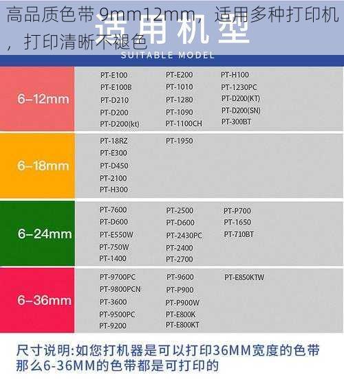 高品质色带 9mm12mm，适用多种打印机，打印清晰不褪色