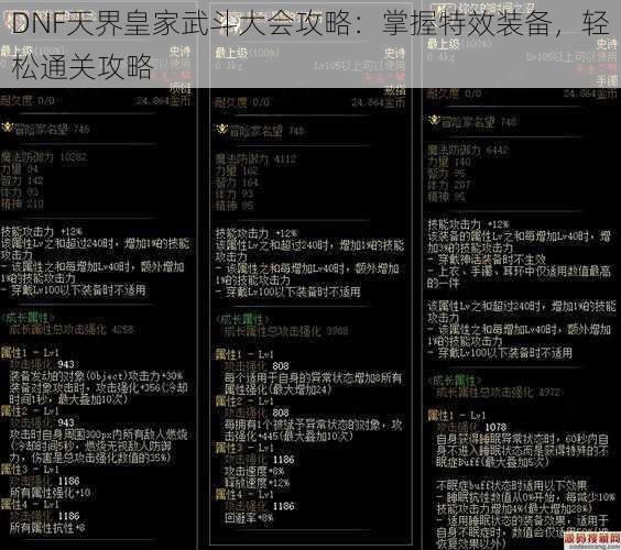 DNF天界皇家武斗大会攻略：掌握特效装备，轻松通关攻略