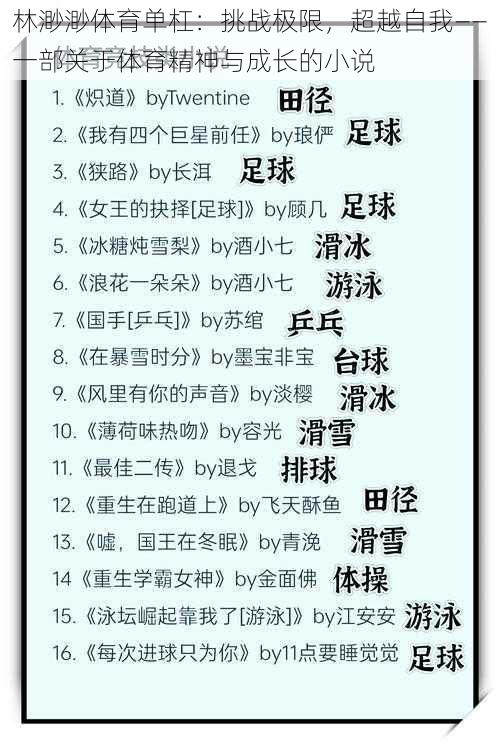 林渺渺体育单杠：挑战极限，超越自我——一部关于体育精神与成长的小说