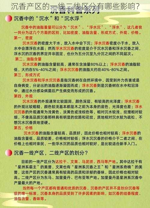 沉香产区的一线二线区分有哪些影响？