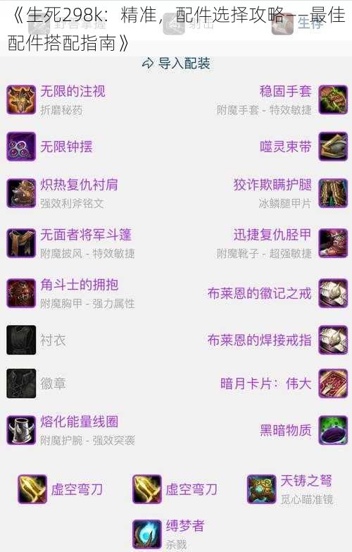 《生死298k：精准，配件选择攻略——最佳配件搭配指南》