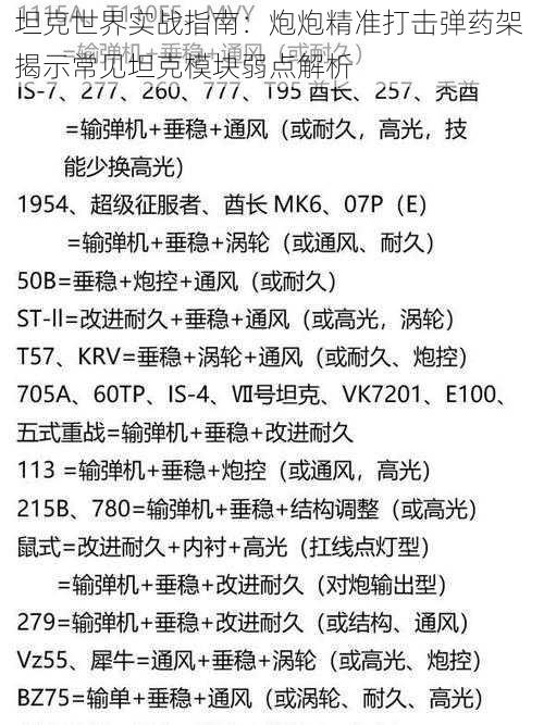 坦克世界实战指南：炮炮精准打击弹药架 揭示常见坦克模块弱点解析