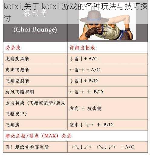 kofxii,关于 kofxii 游戏的各种玩法与技巧探讨