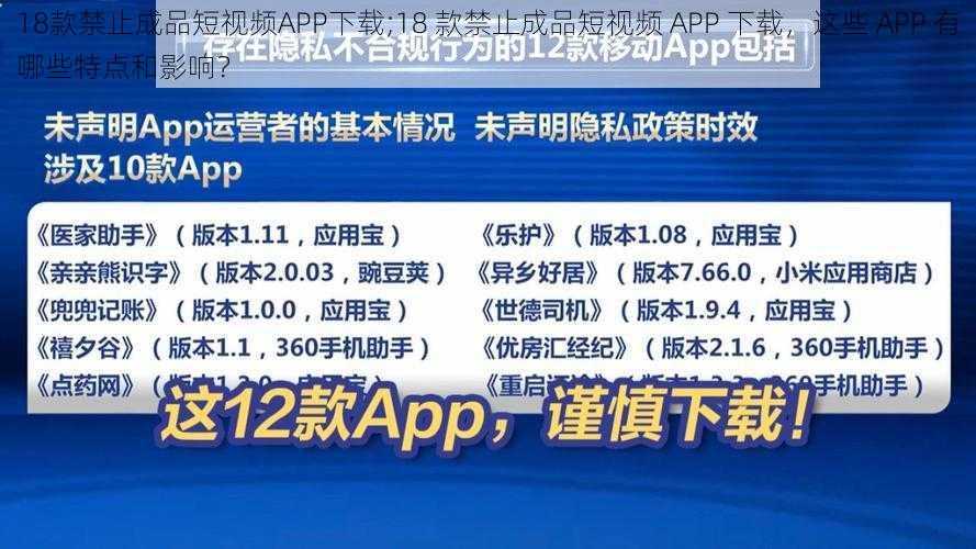 18款禁止成品短视频APP下载;18 款禁止成品短视频 APP 下载，这些 APP 有哪些特点和影响？