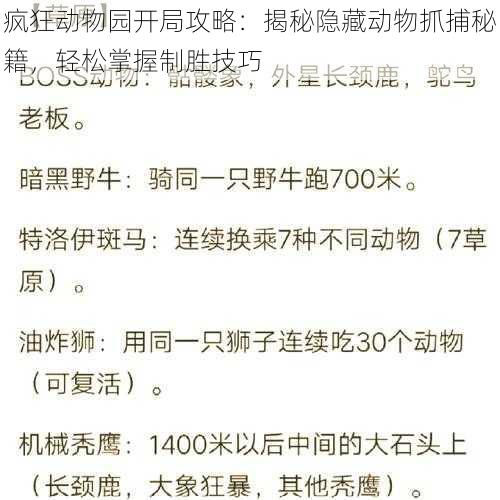 疯狂动物园开局攻略：揭秘隐藏动物抓捕秘籍，轻松掌握制胜技巧