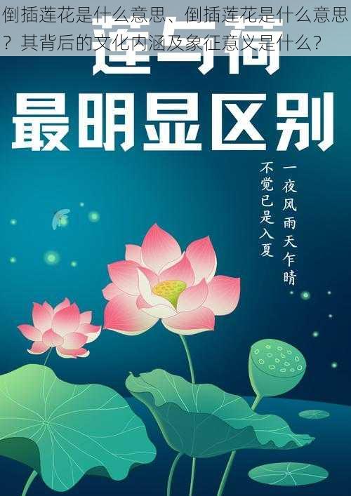 倒插莲花是什么意思、倒插莲花是什么意思？其背后的文化内涵及象征意义是什么？