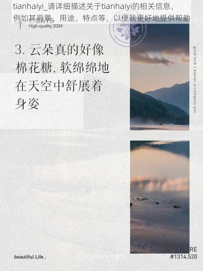 tianhaiyi_请详细描述关于tianhaiyi的相关信息，例如其背景、用途、特点等，以便我更好地提供帮助