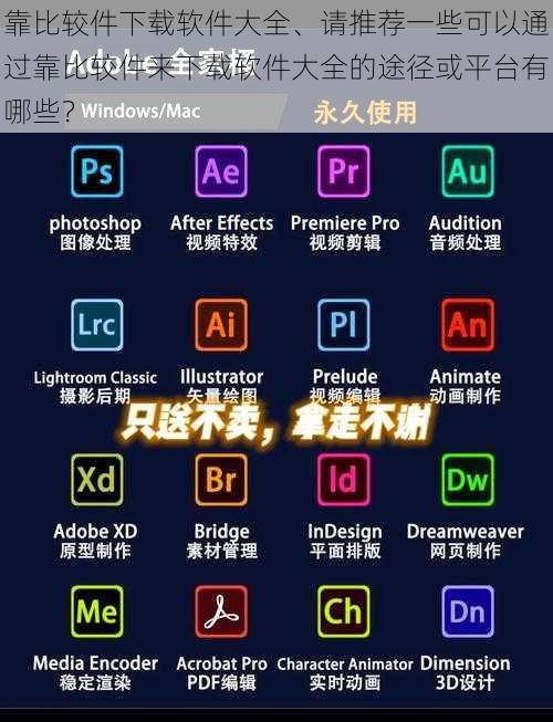 靠比较件下载软件大全、请推荐一些可以通过靠比较件来下载软件大全的途径或平台有哪些？